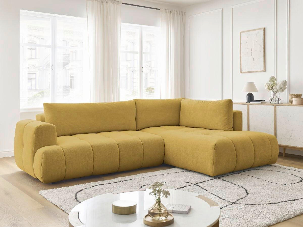 ECKSCHLAFSOFA FUJI Leinenoptik Gelb  inkl.  - Gelb/Schwarz, MODERN, Kunststoff/Textil (282/204cm)