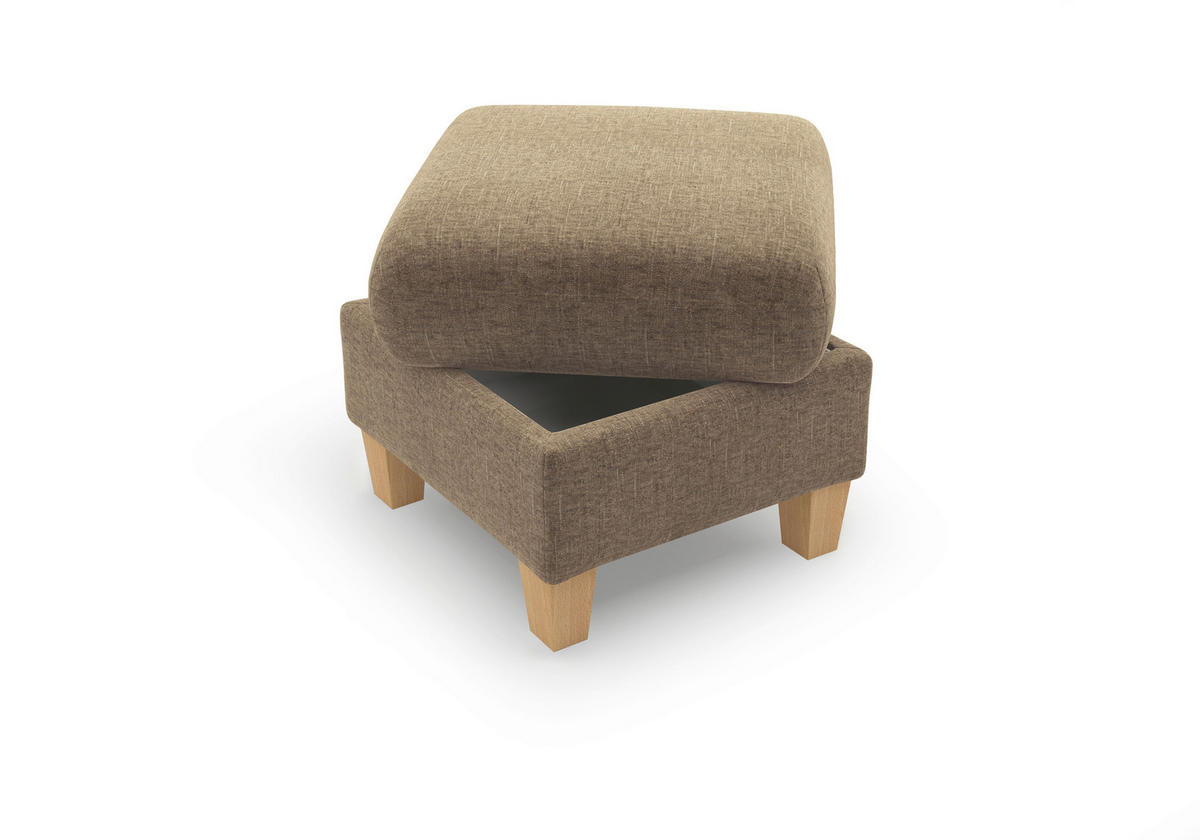 HOCKER GLENDALE E Flachgewebe Hellbraun  - Hellbraun/Eichefarben, KONVENTIONELL, Holz/Textil (58/48/58cm) - Sit & More