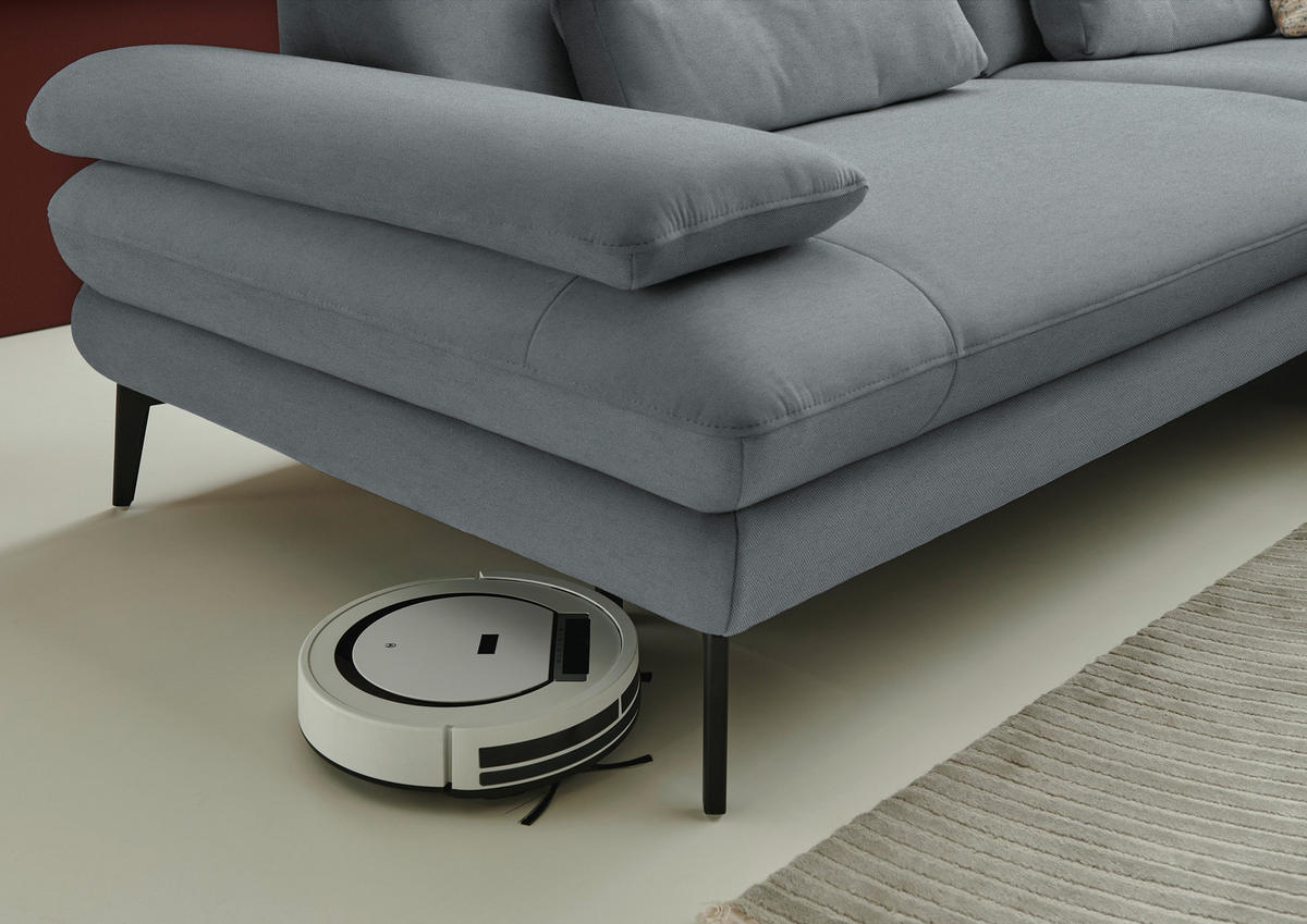 ECKSOFA Chenille, Flachgewebe Dunkelgrau  - Dunkelgrau/Schwarz, Design, Textil/Metall (284/180cm) - Dieter Knoll