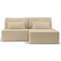 ECKSOFA AMSTERIX Beige Cord  - Beige/Schwarz, Basics, Kunststoff/Textil (213/158cm) - MID.YOU