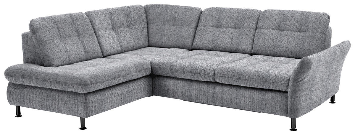 ECKSOFA in Webstoff Grau  - Schwarz/Grau, Konventionell, Textil/Metall (210/242cm) - Beldomo Style