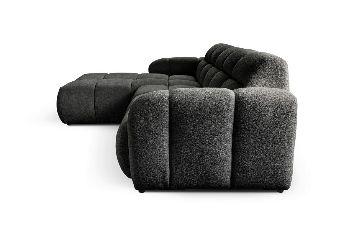 ECKSOFA VENTO in Struktur Dunkelgrau  175/255 cm  - Dunkelgrau/Schwarz, Design, Holz/Holzwerkstoff (175/255cm) - MID.YOU