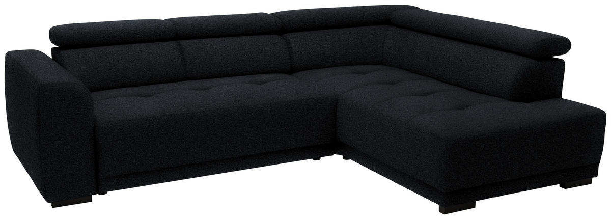 ECKSOFA in Chenille Anthrazit  - Anthrazit/Schwarz, Design, Kunststoff/Textil (284/205cm) - MID.YOU