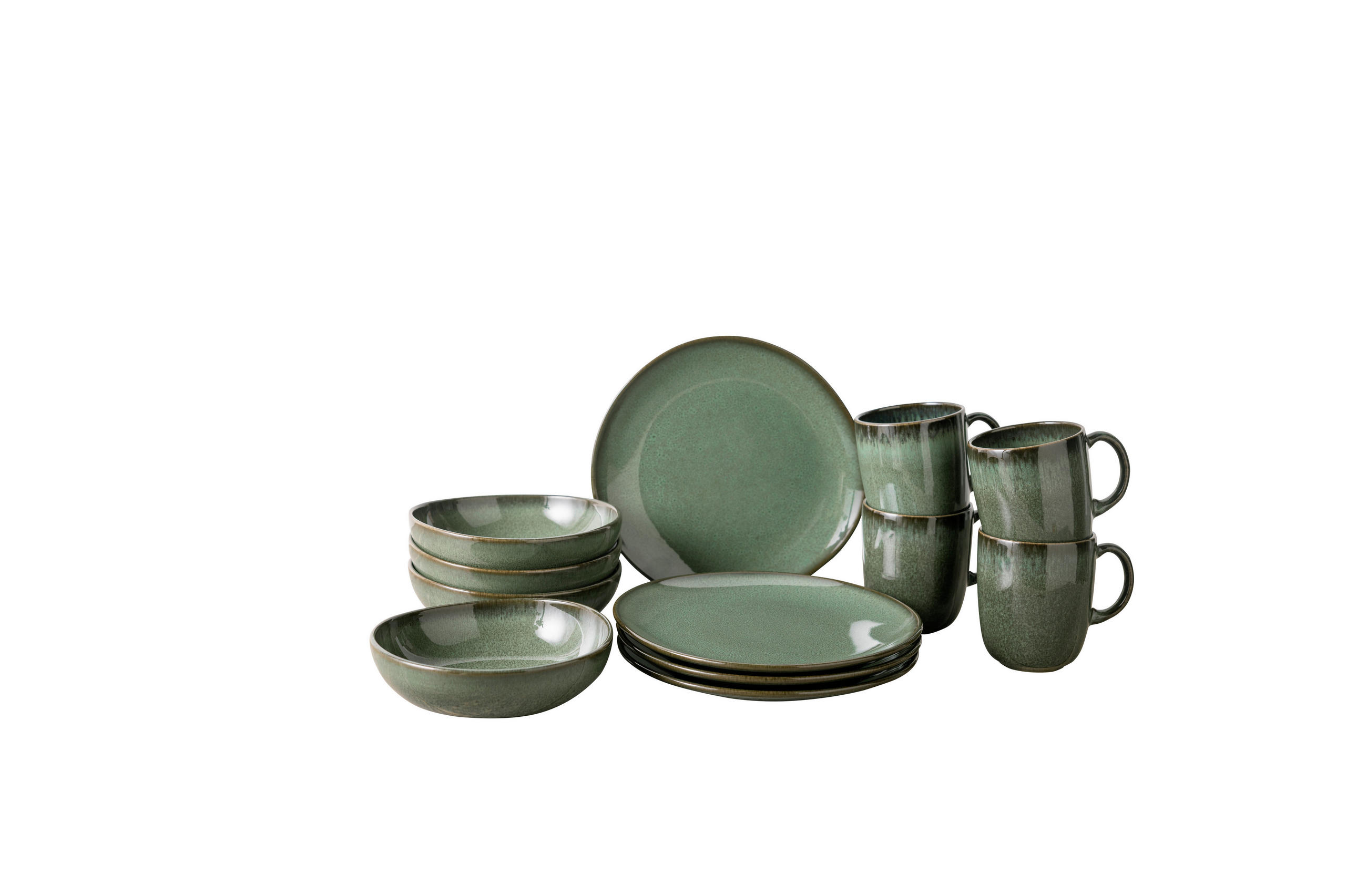 FRÜHSTÜCKSSERVICE Lave vert 12-teilig  - Dunkelgrün, Basics, Keramik (34,5/19,4/32,cm) - Villeroy & Boch