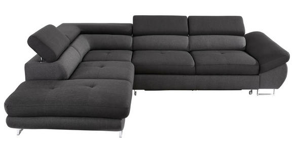 WOHNLANDSCHAFT in Textil Dunkelgrau, Schwarz - Dunkelgrau/Schwarz, Design, Textil/Metall (235/280cm) - Hom`in
