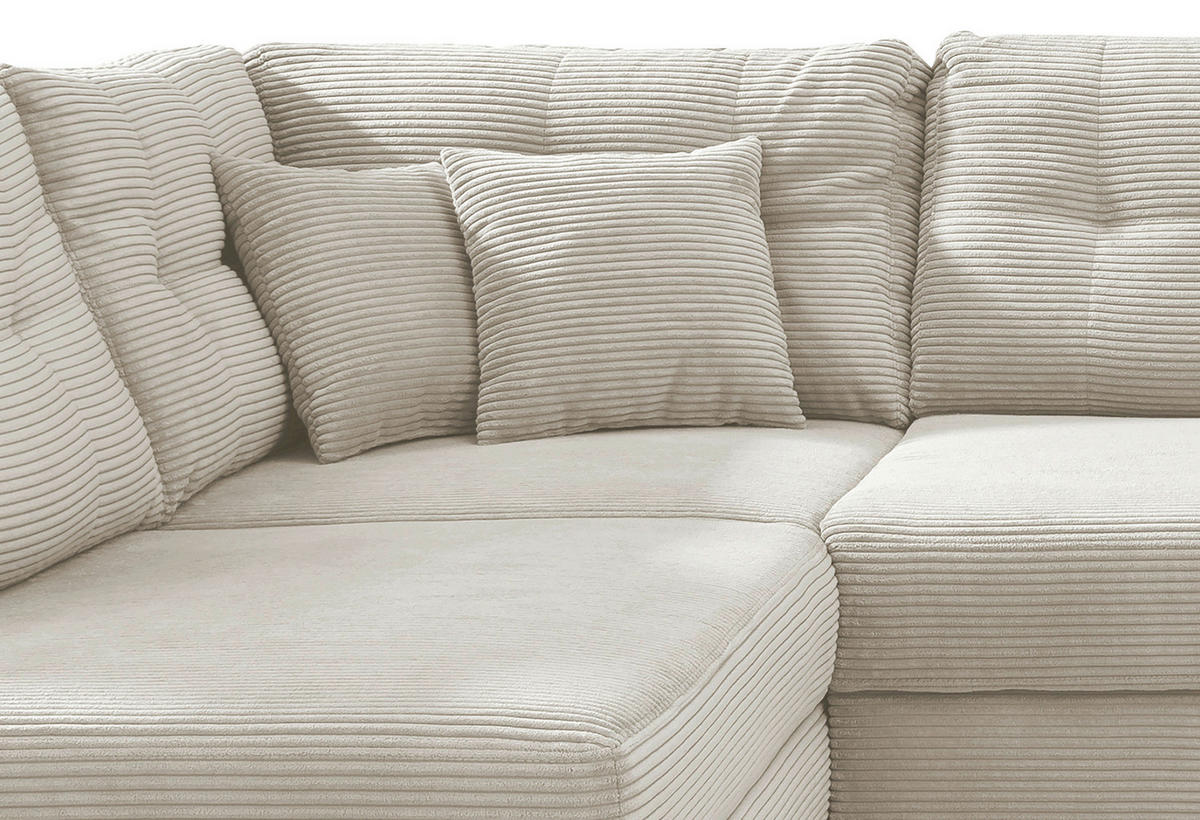 WOHNLANDSCHAFT in Cord Beige  - Beige/Naturfarben, Modern, Holz/Textil (206/338-352/176cm) - Livetastic
