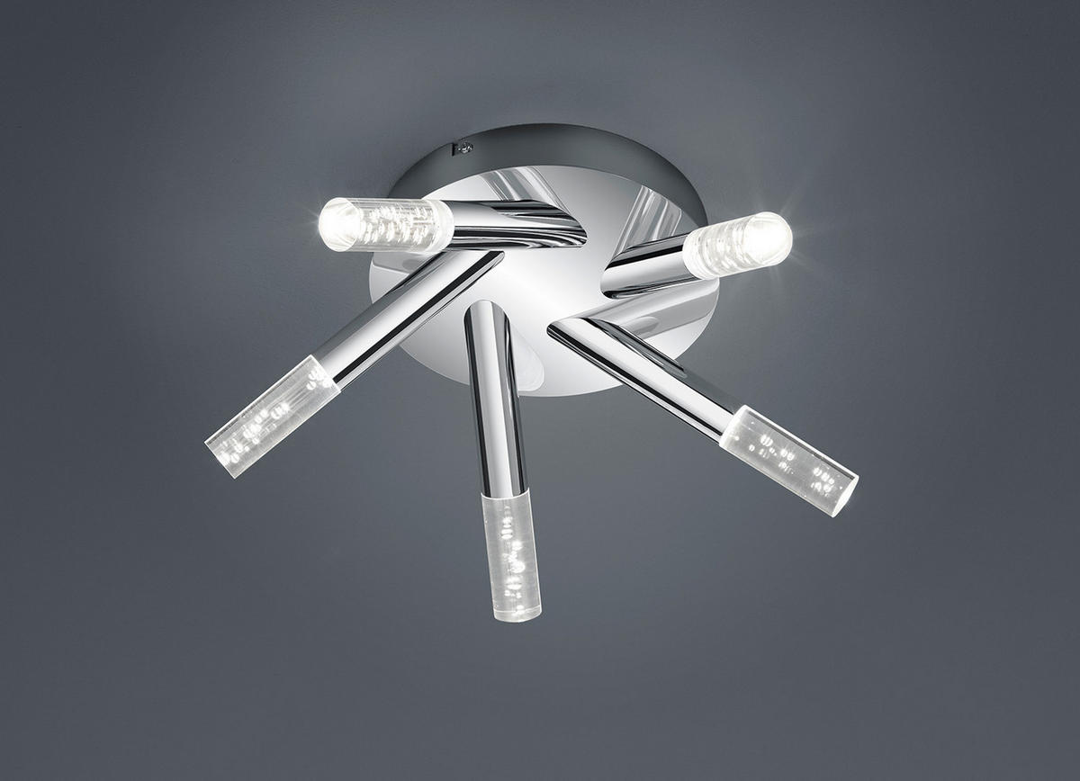 BADEZIMMER-DECKENLEUCHTE Bolsa 41,5/16,5 cm   - Klar/Chromfarben, Design, Kunststoff/Metall (41,5/16,5cm) - Trio Leuchten