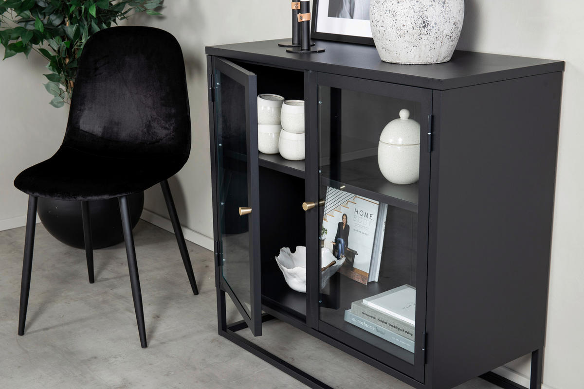 SIDEBOARD  in 85/85/40 cm  - Schwarz, Design, Glas/Metall (85/85/40cm) - Livetastic
