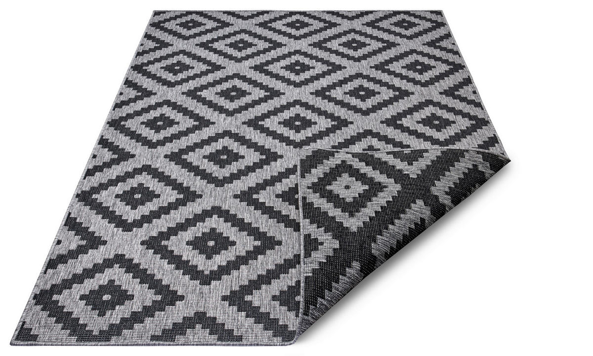 OUTDOORTEPPICH 120/170 cm Twin Grau, Schwarz  - Schwarz/Grau, Basics, Kunststoff (120/170cm)