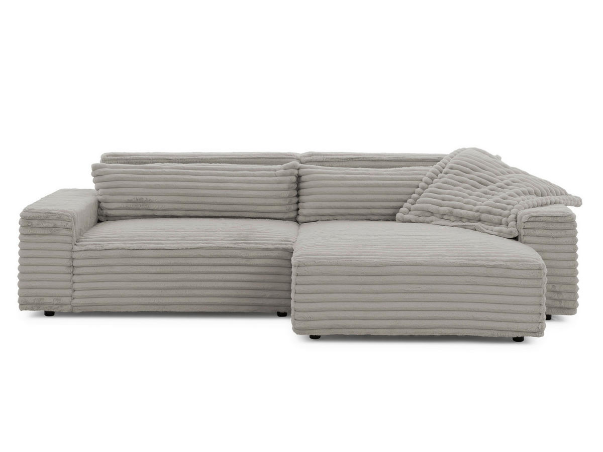 ECKSOFA Cord Grau  - Schwarz/Grau, Design, Kunststoff/Textil (251/142cm) - P & B
