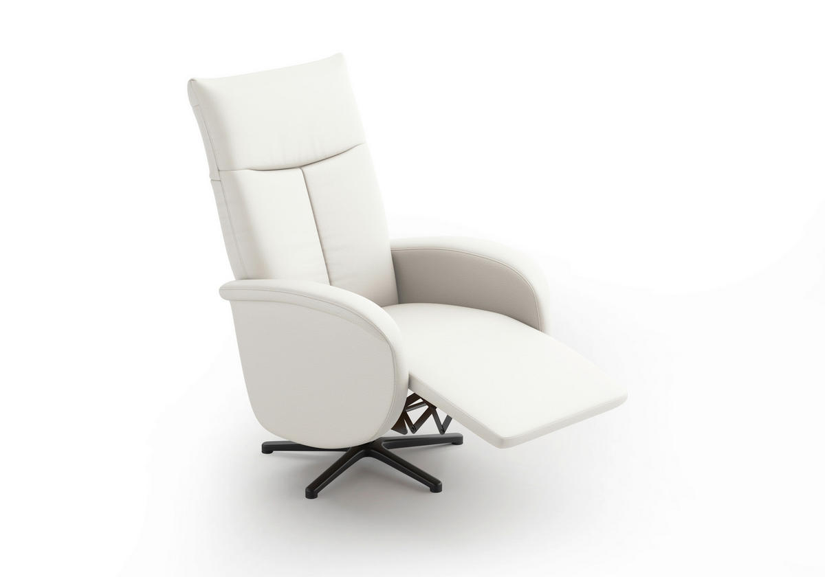 DREHSTUHL Weiß  - Schwarz/Weiß, MODERN, Leder/Metall (75/112/82cm) - Sit & More