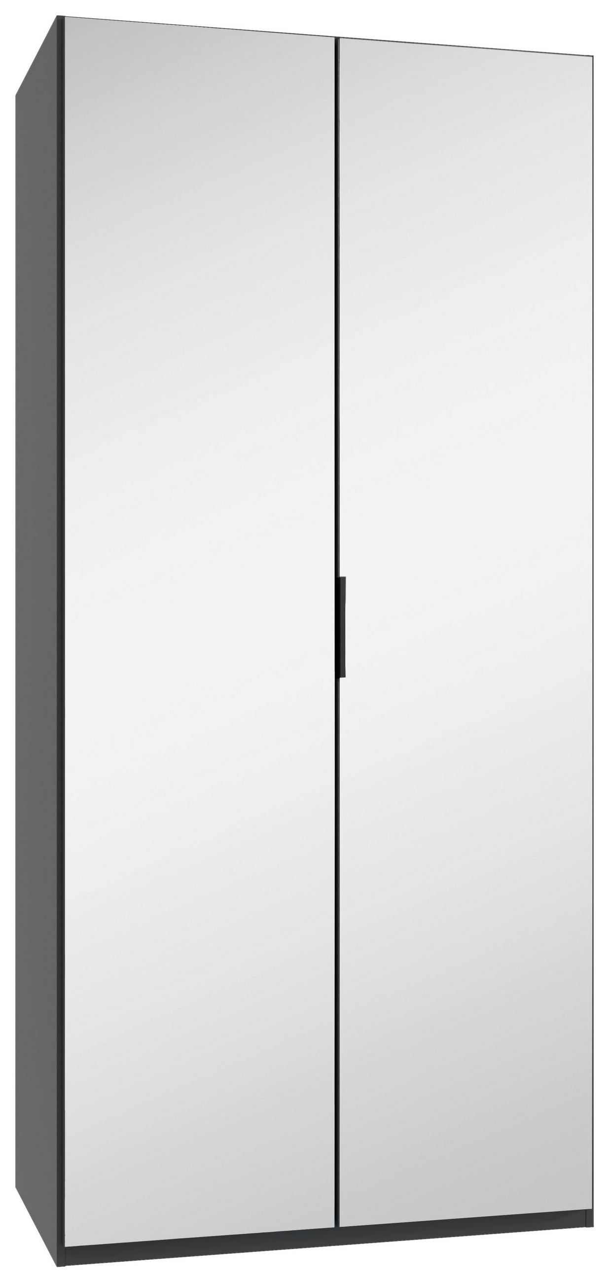 GARDEROB MED VIKDÖRRAR 100/216/58 cm 1-dörrar - grafitfärgad/svart, Design, trämaterial/glas (100/216/58cm) - Boxxx