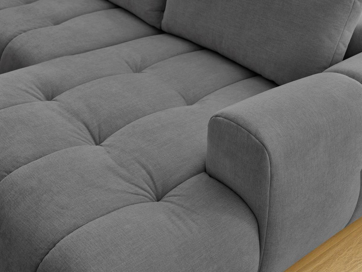 WOHNLANDSCHAFT  FUJI  Dunkelgrau Leinenoptik  - Dunkelgrau/Schwarz, MODERN, Kunststoff/Textil (204/377/160cm)