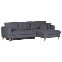 ECKSOFA in Cord Dunkelgrau  - Dunkelgrau/Buchefarben, Design, Holz/Textil (271/165cm) - MID.YOU