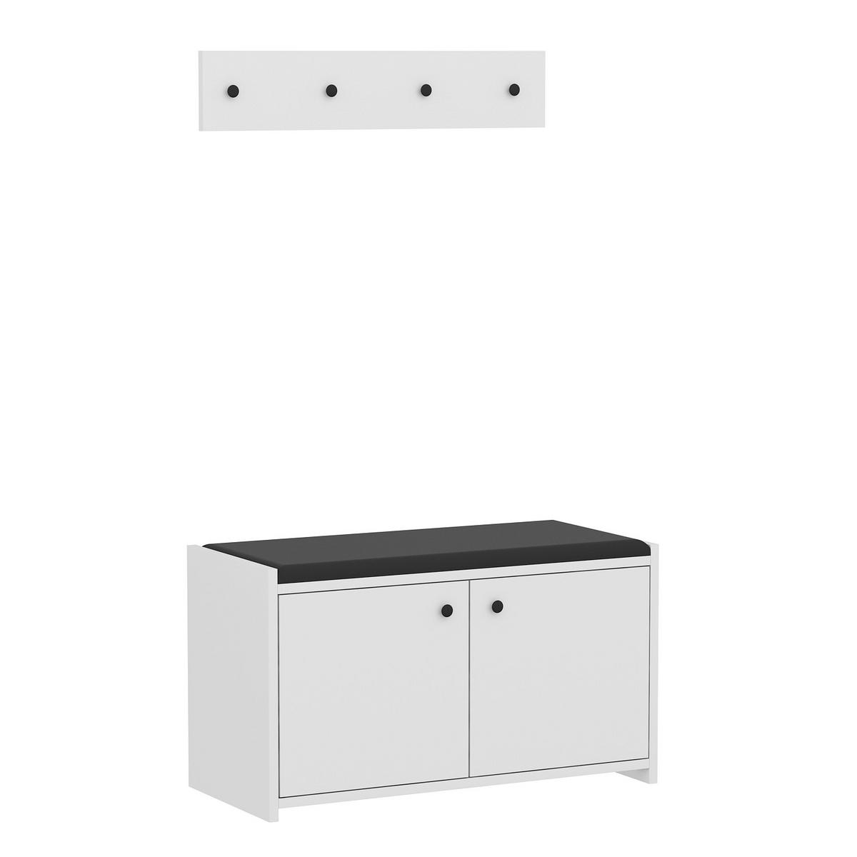 HALLMÖBEL 2 delar  i 80/35/45 cm  - vit, Design, trämaterial (80/35/45cm) - Livetastic