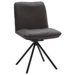 STUHL  in Stahl Echtleder pigmentiert  - Anthrazit/Graphitfarben, KONVENTIONELL, Leder/Metall (52/90/65cm) - Valnatura