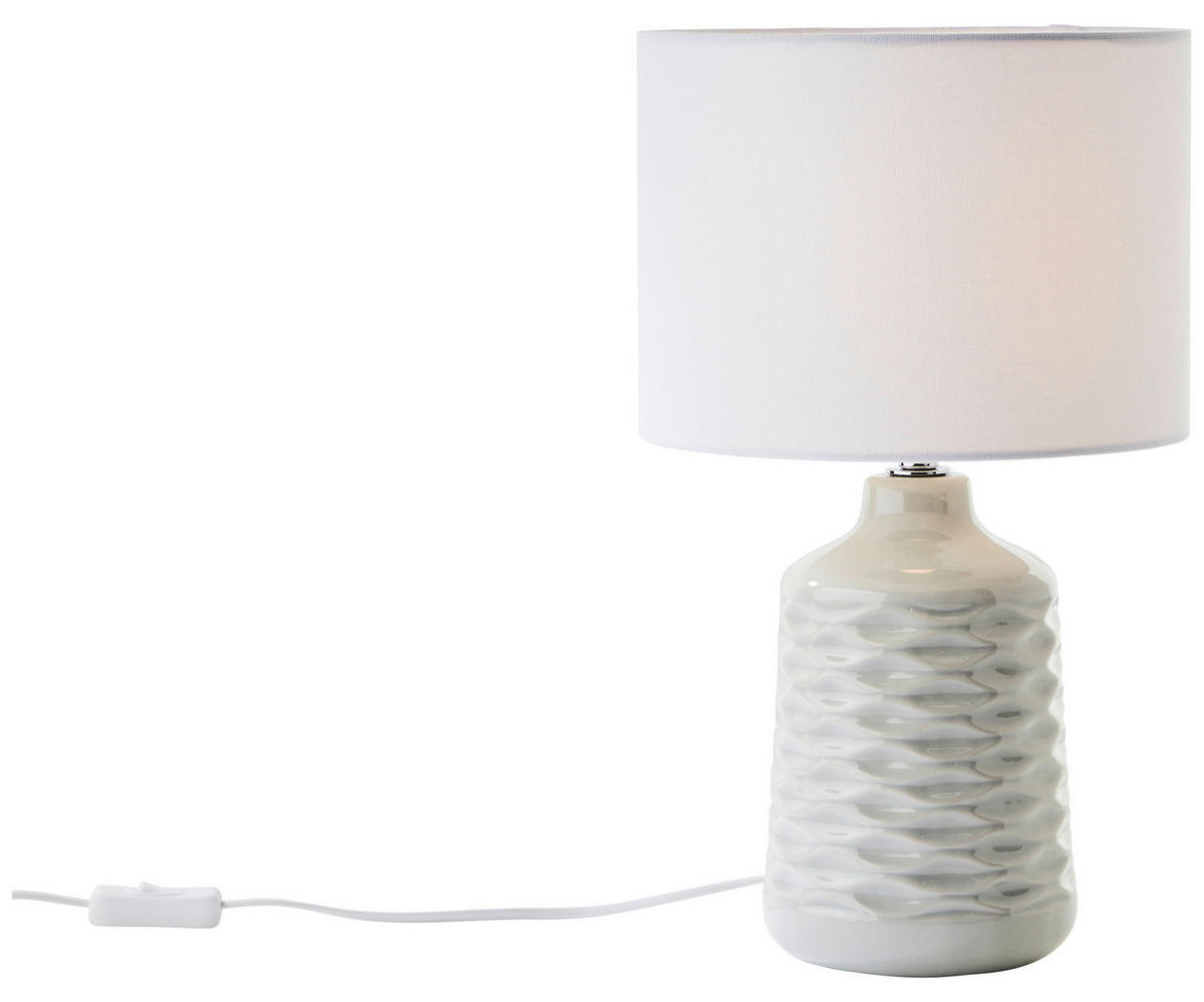 TISCHLEUCHTE - Weiss/Grau, Design, Keramik/Textil (25/42cm) - Brilliant