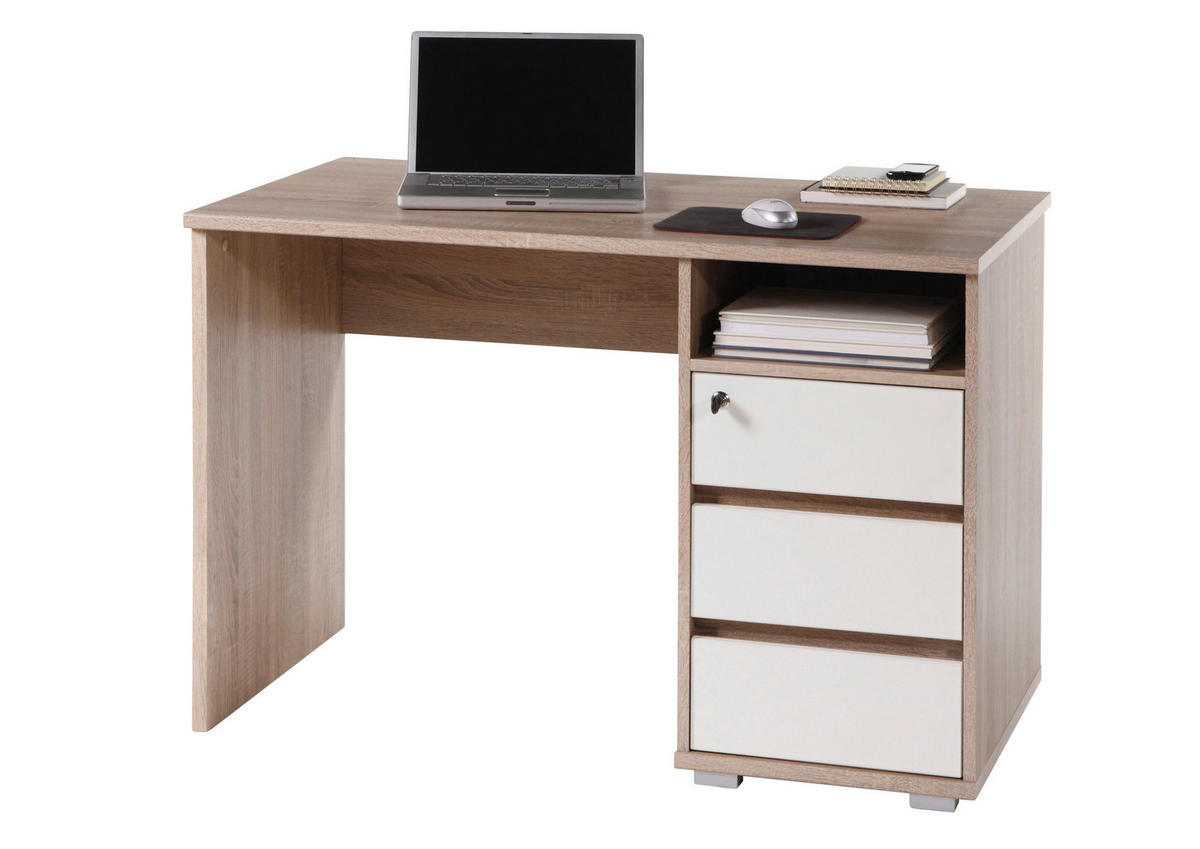RADNI STO  bela, sonoma hrast   - sonoma hrast/bela, Konvencionalno, pločasti materijal (110/65/75cm) - Xora