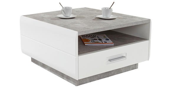 Couchtisch Holz mit Stauraum Avensis, Betonoptik Hell - Weiß/Grau, MODERN, Holzwerkstoff (75/40/75cm) - Luca Bessoni