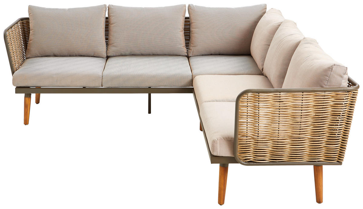 LOUNGEGARNITUR  220/220 cm  Akazie vollmassiv Stahl  - Beige/Naturfarben, MODERN, Holz/Kunststoff (220/220cm) - Ambia Garden