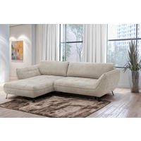 ECKSOFA in Struktur Sandfarben  187/282 cm  - Sandfarben/Schwarz, Design, Textil/Metall (187/282cm) - Livetastic