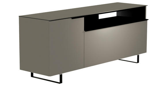 LOWBOARD  160/66/45 cm  Typenauswahl, Beimöbel erhältlich, stehend, Abdeckplatte aus Glas  - Schwarz/Grau, Design, Glas/Holzwerkstoff (160/66/45cm) - Moderano