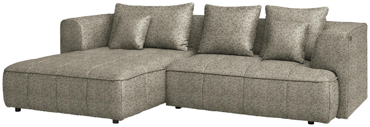 ECKSOFA Webstoff Hellbraun  - Hellbraun/Schwarz, Design, Kunststoff/Textil (188/288cm) - Welnova