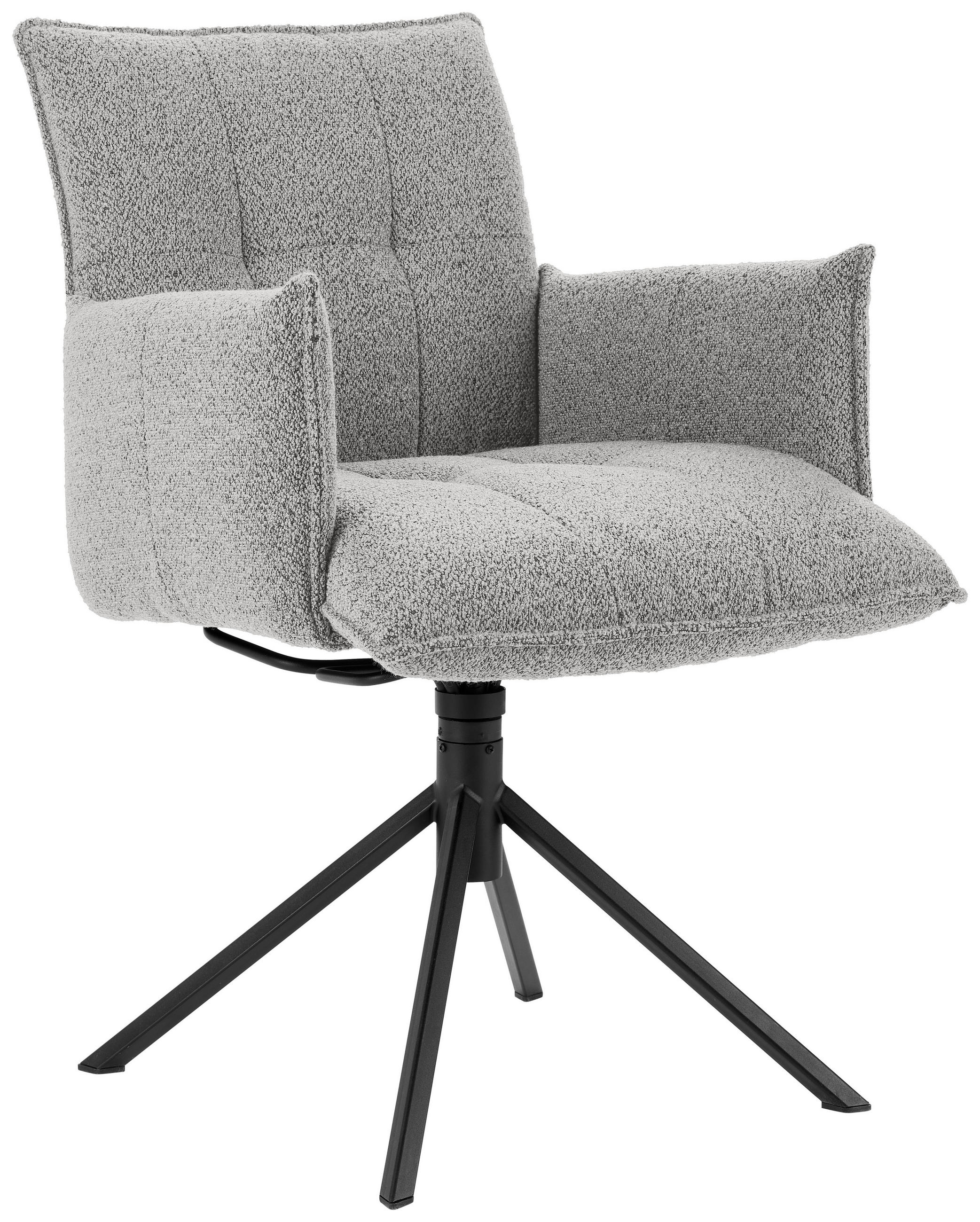 ARMLEHNSTUHL  in Flachgewebe  - Greige/Hellgrau, Design, Textil/Metall (55/85/65cm) - Valnatura