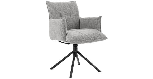 ARMLEHNSTUHL in Flachgewebe - Greige/Hellgrau, Design, Textil/Metall (55/85/65cm) - Valnatura