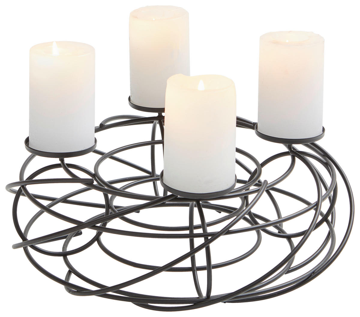 ADVENTSKRANZ  - Schwarz, MODERN, Metall (35cm) - Justinus