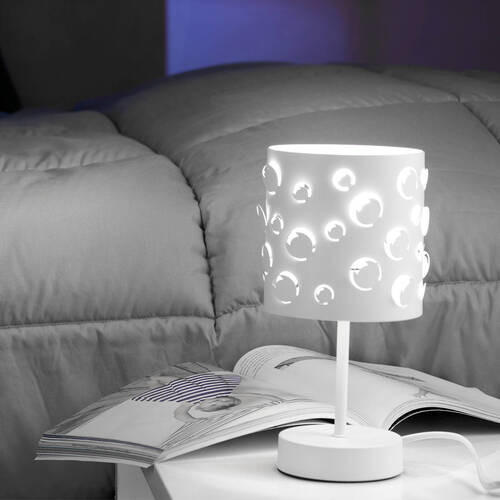 DETSKÁ STOLNÁ LAMPA, 15/22 cm  - biela, Design, kov (15/22cm)