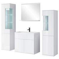 BADEZIMMER 5-teilig  in 120,4 cm  - Weiß Hochglanz/Weiß, Trend, Glas/Keramik (120,4cm) - P & B