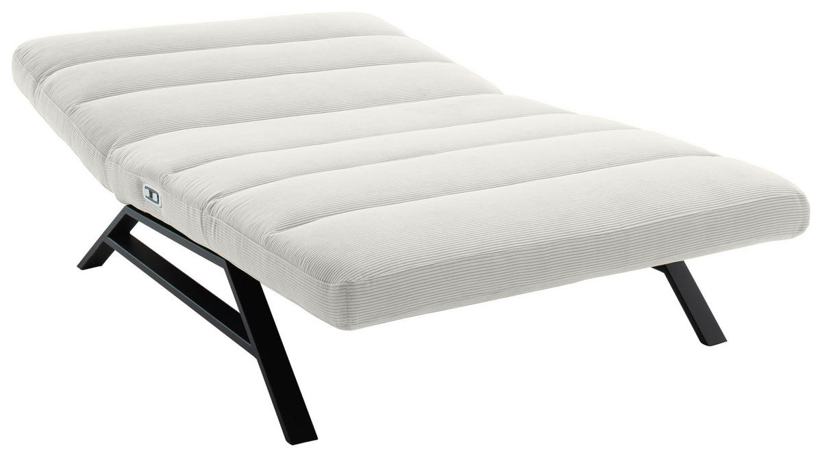 RELAXLIEGE in Feincord Weiß  - Schwarz/Weiß, Design, Textil/Metall (120/54-113/158-198cm) - Pure Home Lifestyle