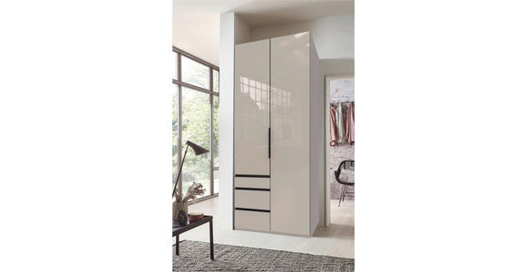 DREHTÜRENSCHRANK  in Sahara  - Schwarz/Sahara, KONVENTIONELL, Glas/Holzwerkstoff (100/236/58cm) - Hom`in