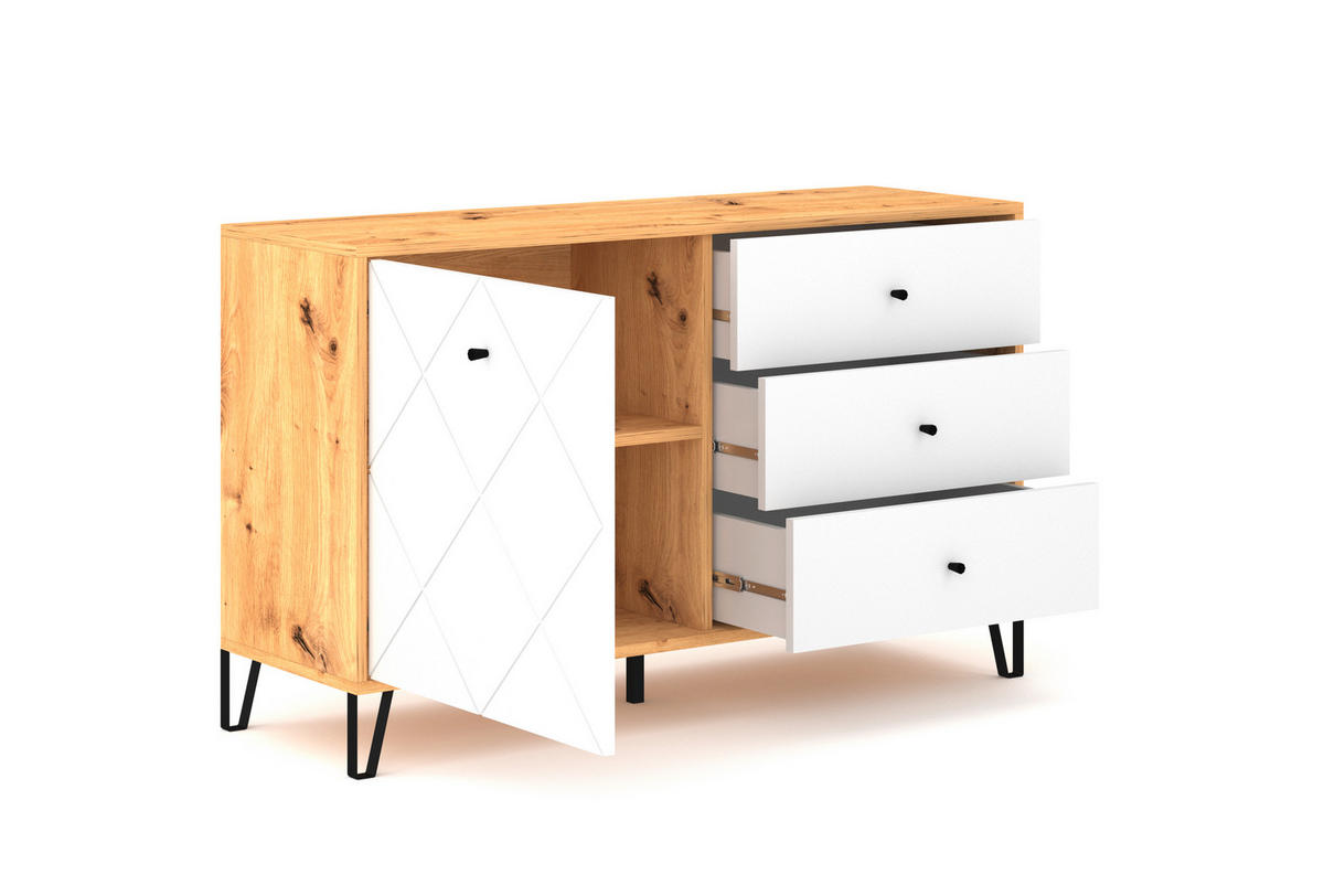 SIDEBOARD  in 123/75/40 cm  - Schwarz/Weiß, Design, Holzwerkstoff/Metall (123/75/40cm) - Livetastic