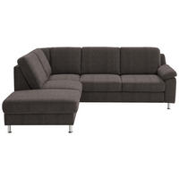 ECKSOFA in Webstoff Dunkelbraun  200/241 cm  - Dunkelbraun/Alufarben, KONVENTIONELL, Textil/Metall (200/241cm) - Beldomo System