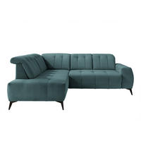 ECKSOFA in Cord Petrol  - Petrol/Schwarz, Modern, Textil/Metall (200/261cm) - Livetastic