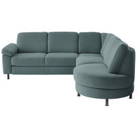 ECKSOFA Flachgewebe Blaugrau  - Blaugrau/Schwarz, Konventionell, Textil/Metall (248/252cm) - Beldomo Comfort