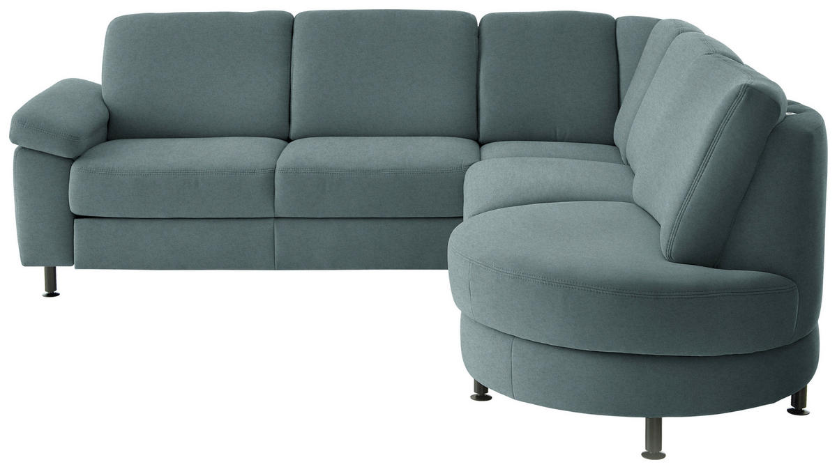 ECKSOFA Flachgewebe Blaugrau  - Blaugrau/Schwarz, Konventionell, Textil/Metall (248/252cm) - Beldomo Comfort