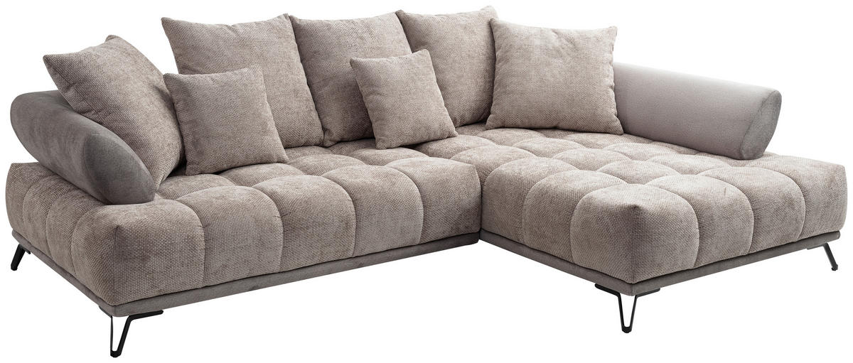 ECKSOFA Chenille Taupe  - Taupe/Schwarz, Modern, Textil/Metall (262/184cm) - MID.YOU