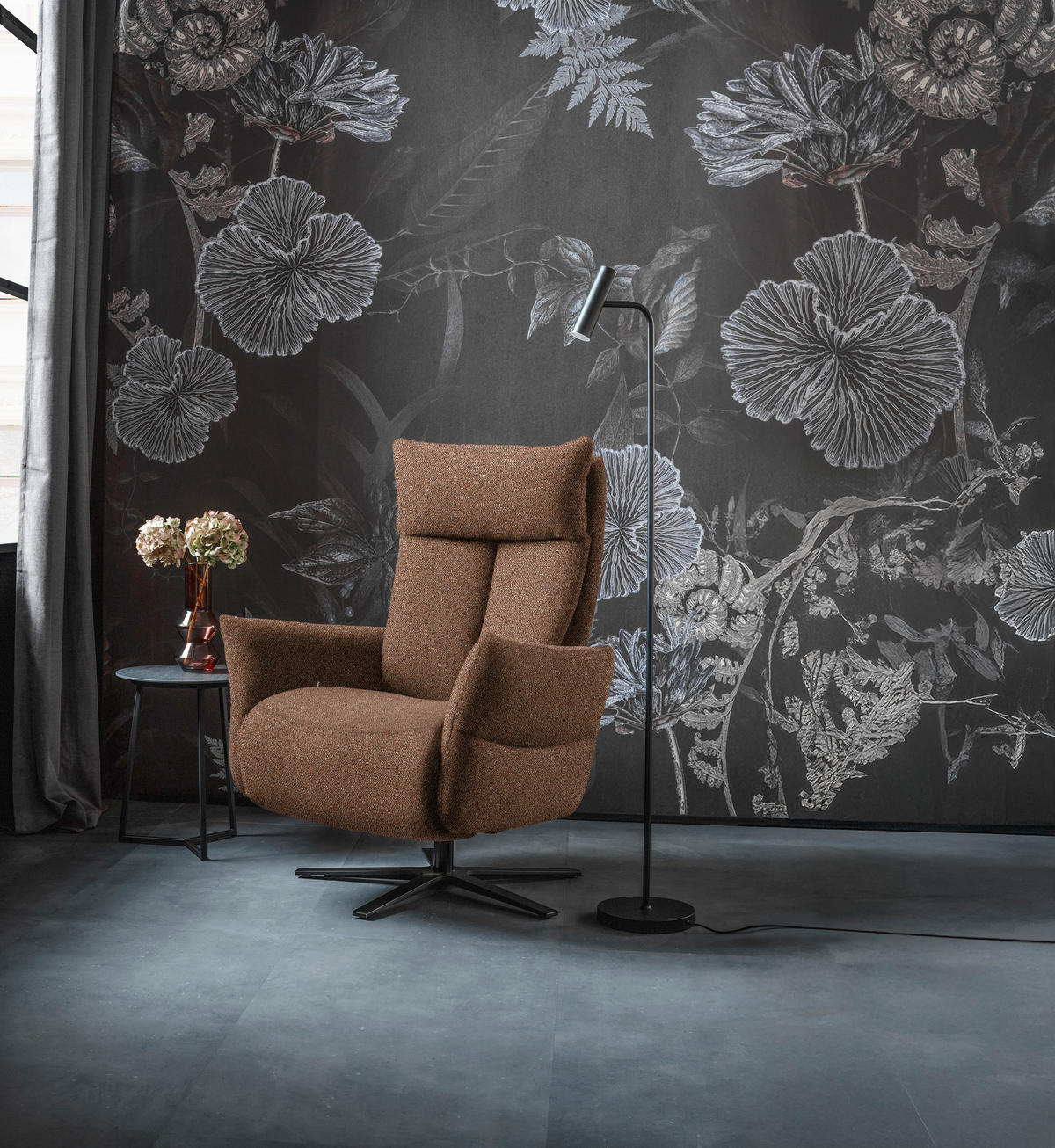 FERNSEHSESSEL  mit Relaxfunktion Chenille Kupferfarben  - Schwarz/Kupferfarben, Design, Textil/Metall (74/115/85cm) - Schöner Wohnen