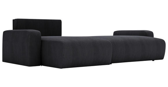 ECKSOFA in Cord Graphitfarben  - Schwarz/Graphitfarben, MODERN, Kunststoff/Textil (150/245cm) - Carryhome