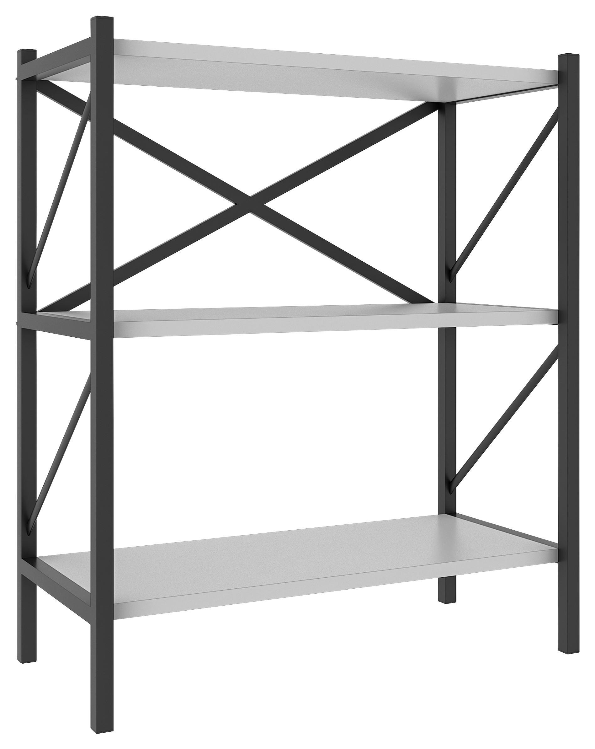 REGAL Weiß  - Schwarz/Weiß, MODERN, Holzwerkstoff/Metall (66/85/34cm) - MID.YOU