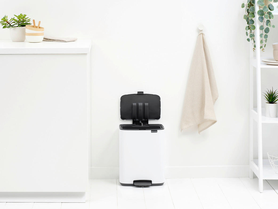 KOŠ S NOŽNOM PAPUČICOM  12 l  Bo  - bijela/antracit, Design, metal/plastika (29/36,5/25,5cm) - Brabantia