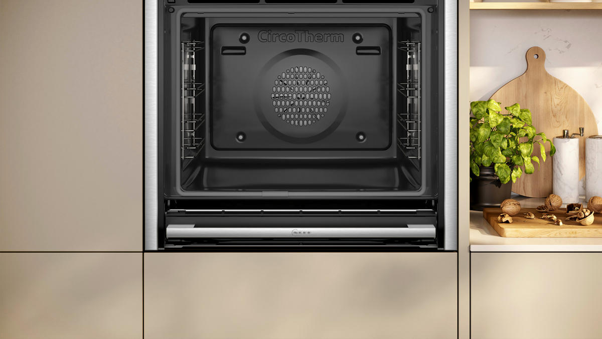 EINBAUBACKOFEN B64VT73N0  - Edelstahlfarben/Schwarz, Basics, Glas/Metall (59,6/59,5/54,8cm) - Neff