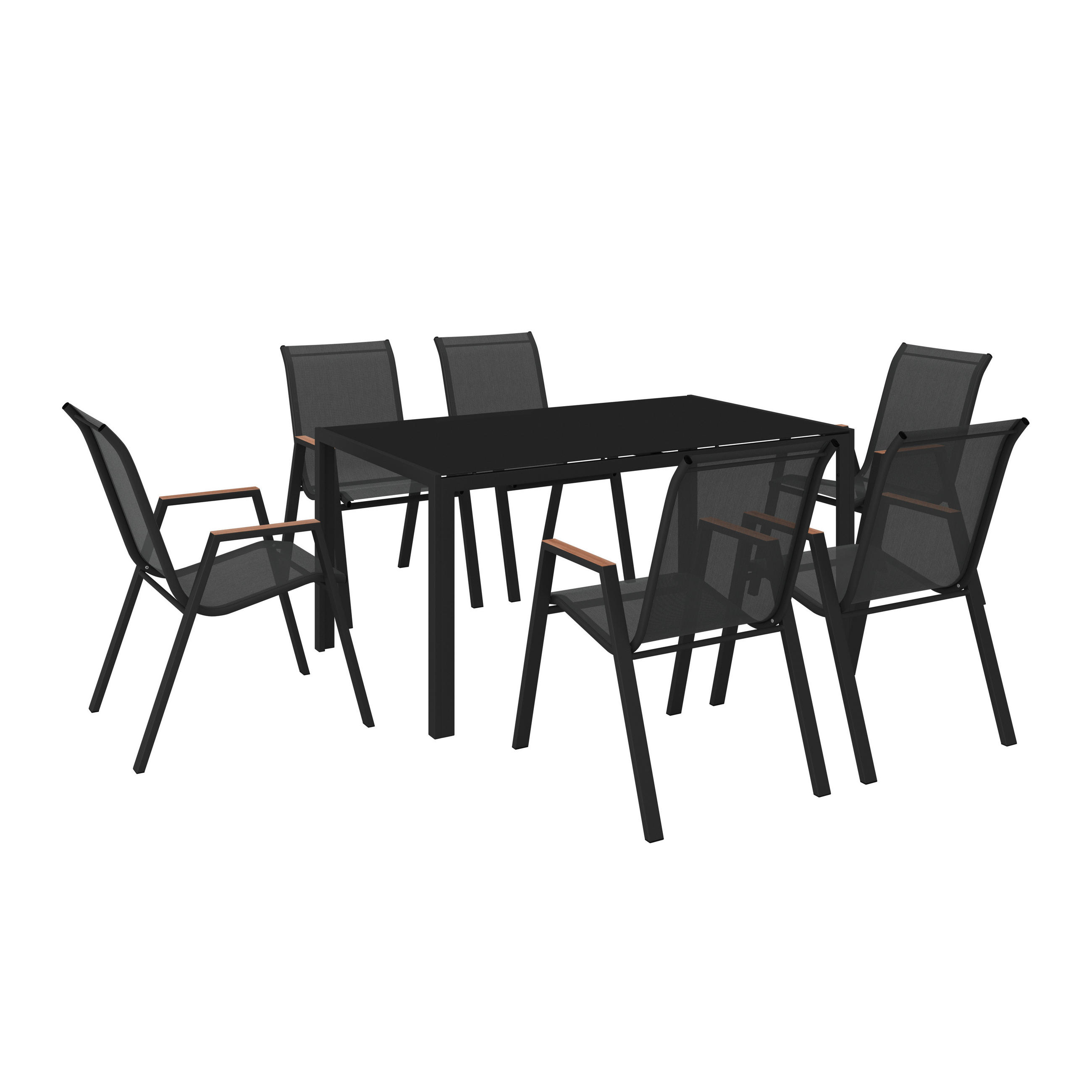 VRTNI SET   metal, staklo, tekstil  crna    - crna, Moderno, staklo/metal (54,5/150/91/72/74/85cm) - Luca Bessoni