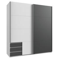 SCHWEBETÜRENSCHRANK 179/198/64 cm 2-türig Graphitfarben, Weiß  - Graphitfarben/Alufarben, Design, Holzwerkstoff/Metall (179/198/64cm) - Boxxx