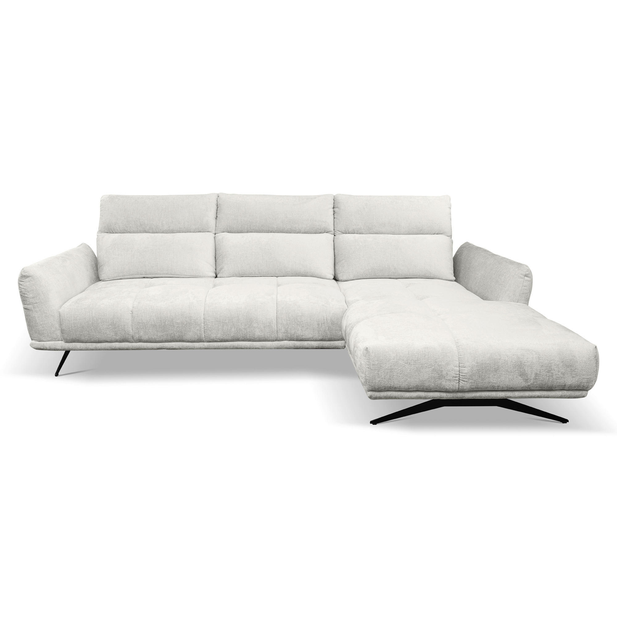 HÖRNSOFFA i chenille cremefärgad  - svart/cremefärgad, Design, metall/textil (298/195cm) - Stylife