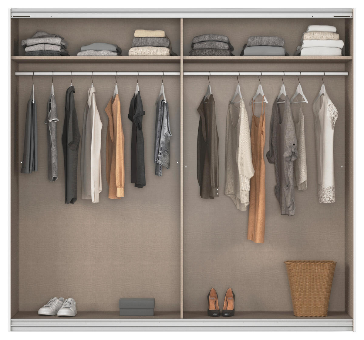 SCHWEBETÜRENSCHRANK 226/210/62 cm,  in Grau, 2 Tür(en)  - Alufarben/Grau, KONVENTIONELL, Holzwerkstoff/Kunststoff (226/210/62cm) - home24