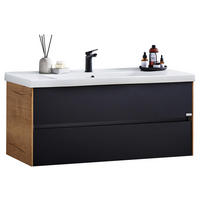 WASCHTISCHKOMBI 121 cm  - Chromfarben/Eichefarben, Design, Keramik/Holzwerkstoff (121cm) - Dieter Knoll